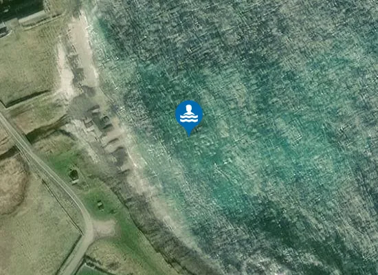 Satellite image of Saviskaill beach (Nousty Sand)